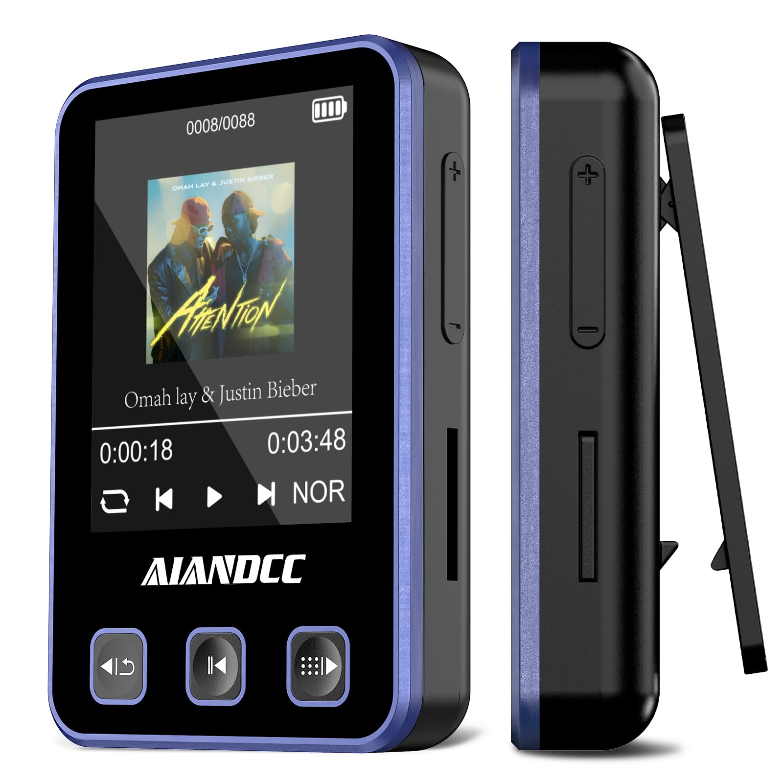 Mp3 Player with Bluetooth 5 3 HiFi Music Player with Sports Clip and Armband 1 77-inch TFT Color