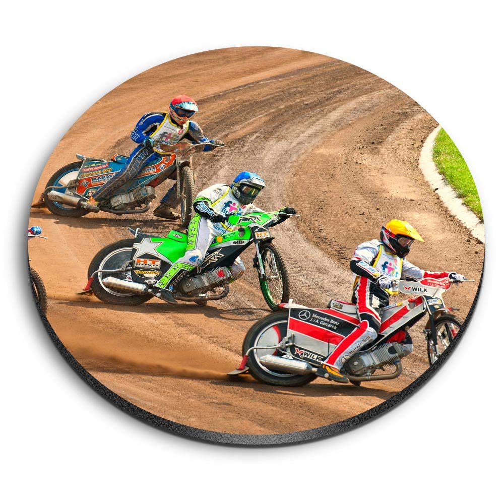 Destination Vinyl Ltd Multicolor 1 X Round Mdf Magnet - Speedway Track Bike Biker 2759