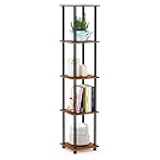 Turn-N-Tube 5-Tier Corner Square Rack Display Shelf, Round, Light Cherry/Black