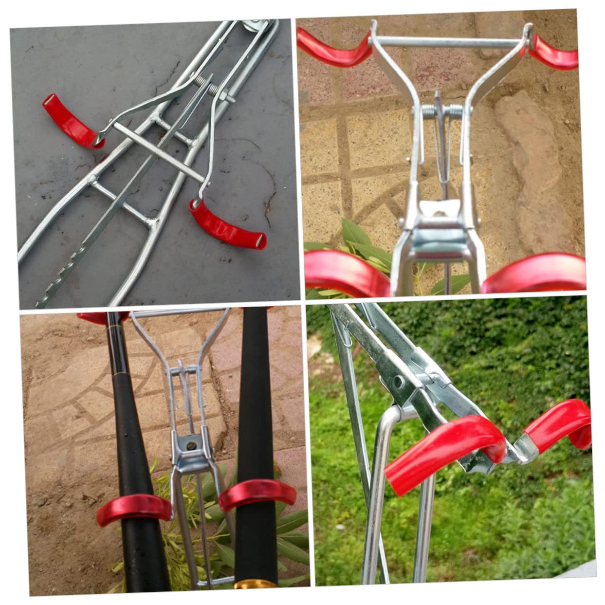 Support de Canne à Pêche Double Réglable 2 Pièces en Métal