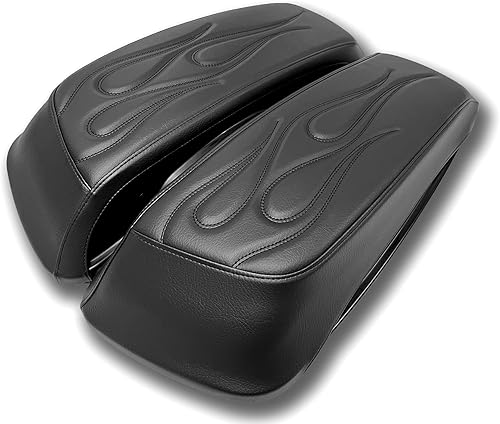 ShoreFire Design Fundas de tapa de alforja de llama prémium 2014 para Harley Davidson negro