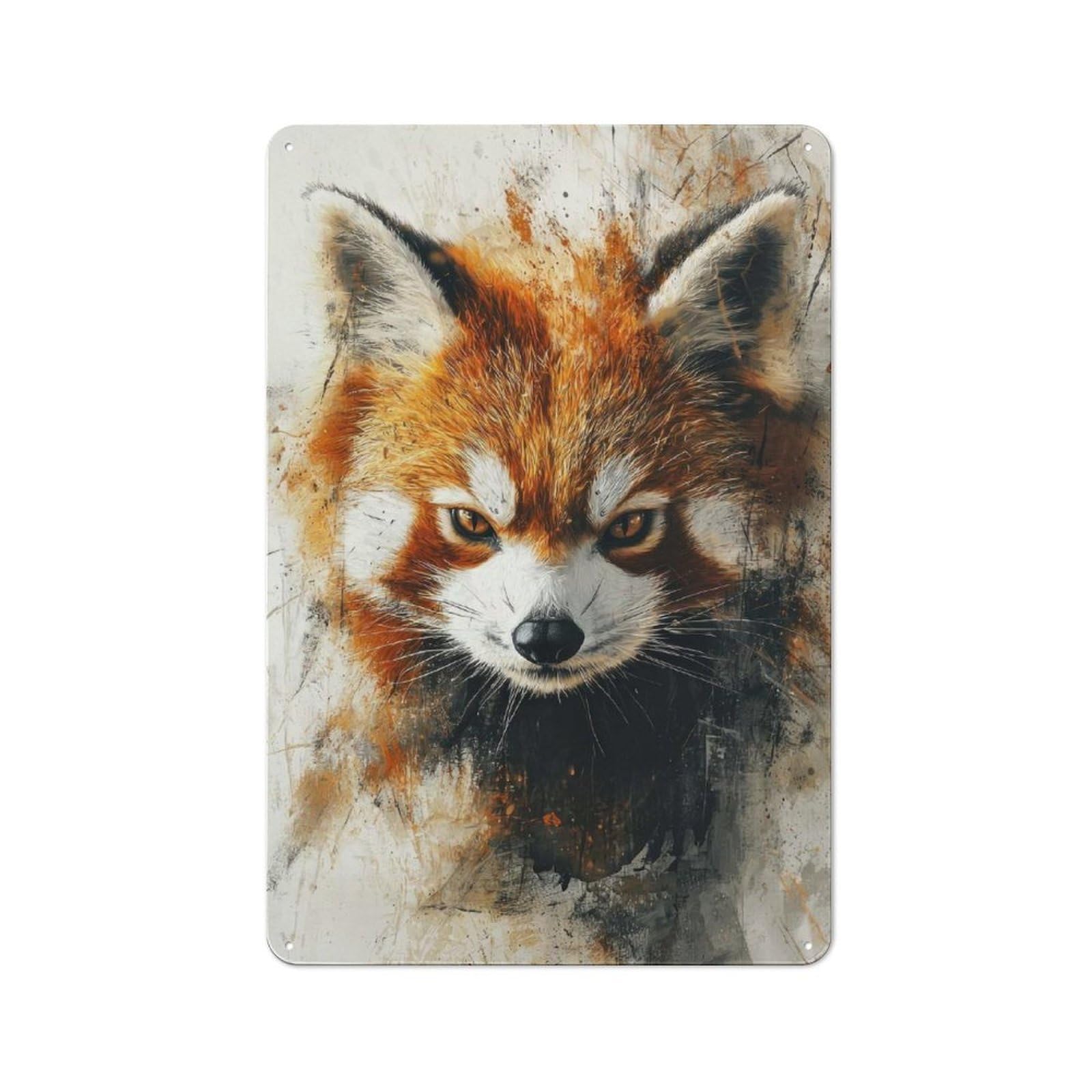 Junmoney Red Panda Portrait Rustic Metal Plaque 30X20cm For Studio Or Craft Room, Suited To Craft Room Decorators