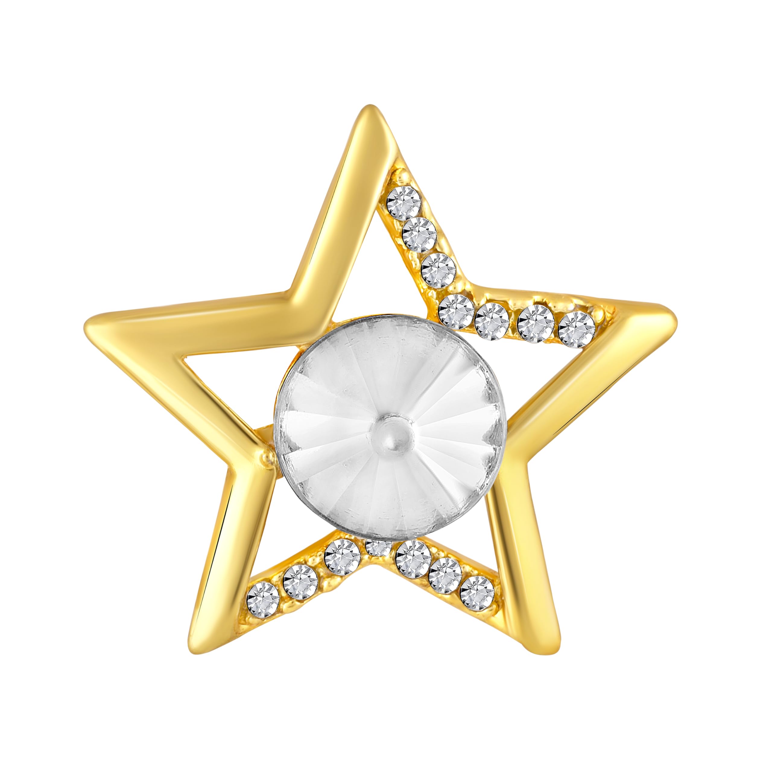 Studded Crystals Victorian Star Brooch with Gold Plating for Men and Women (BP1101209GWhi)-image-45