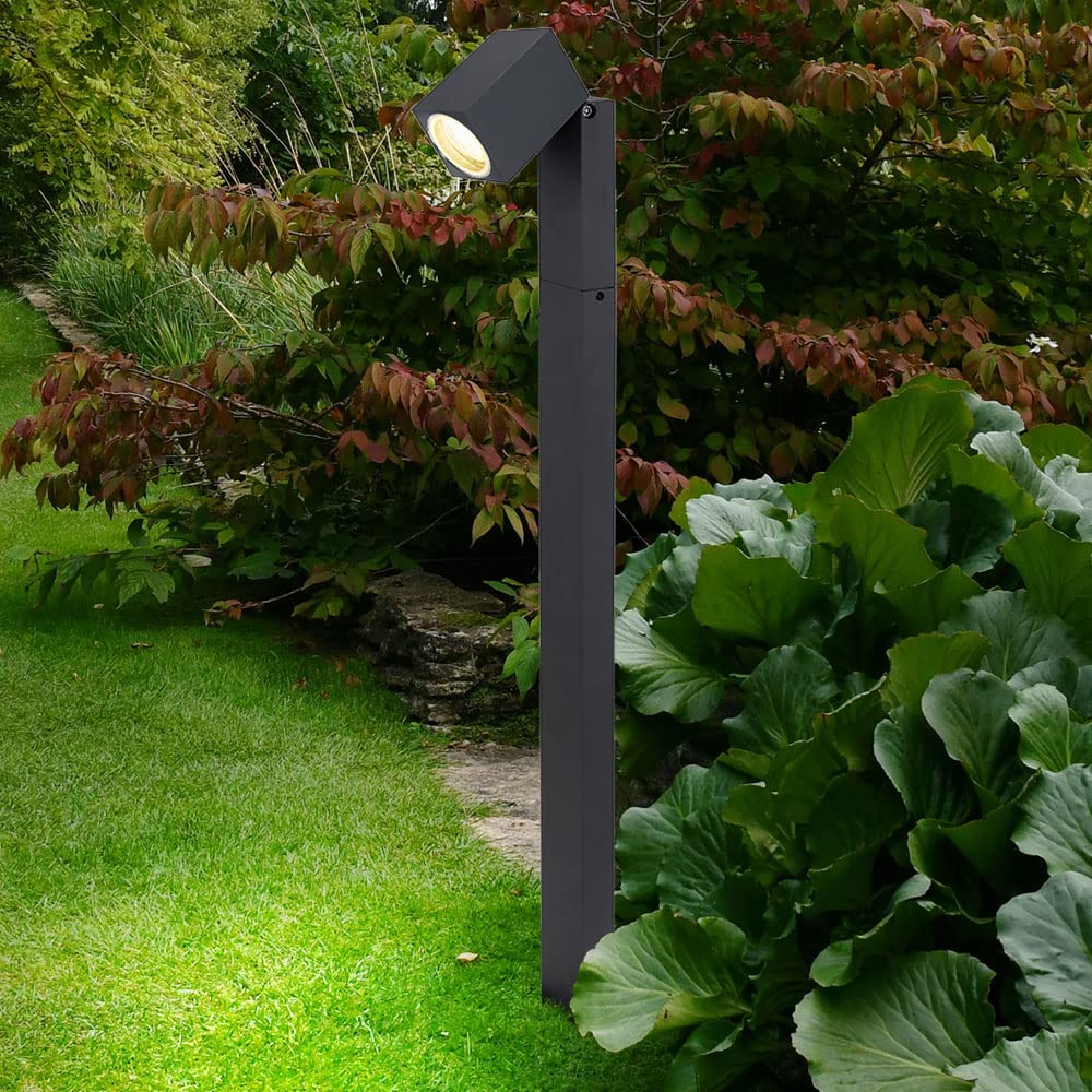 Wegeleuchten Außen anthrazit Garten Stehlampe dimmbar Aussen Smart Home RGB LED Außenleuchte Terrasse stehend, Farbwechsel Spot schwenkbar, 1x 4,5W 290lm warmweiß - kaltweiß, LxBxH 11,5x7,2x80 cm