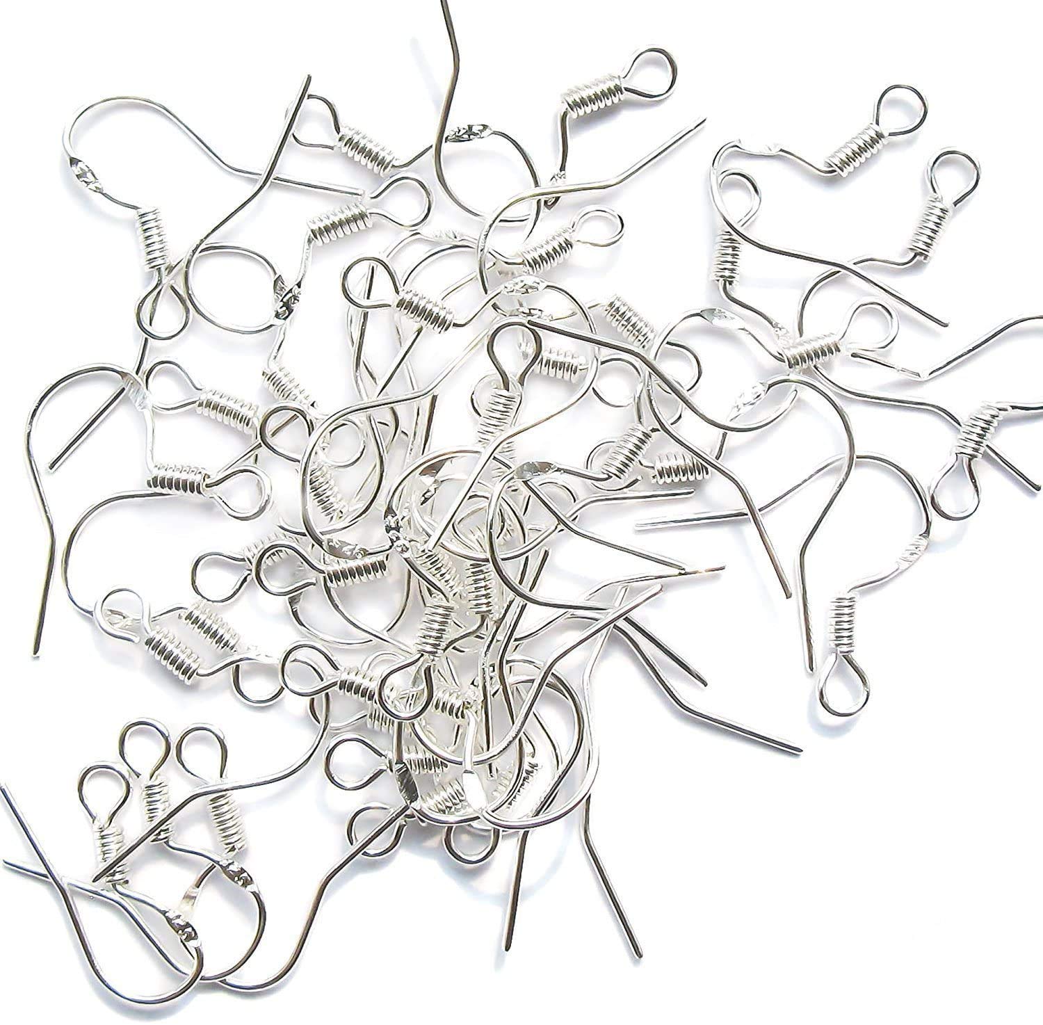 100Pcs Earring Hooks, Fish Hooks Ear Wires French Wire Hooks, Coil And Ball Style Nickel-Free