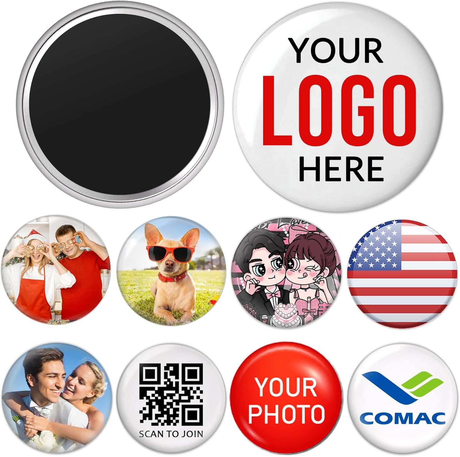 Amazon.com: Custom Fridge Magnet 10-100 PCS, Personalized Round Magnet ...