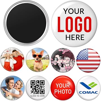 Custom Fridge Magnet 10-100 PCS, Personalized Round Magnet for Fridge | Customizable Magnet with Photo/Logo/Text Party Wedding Favors Magnetic Home Decor for Kitchen, Office, Promotion, Idea