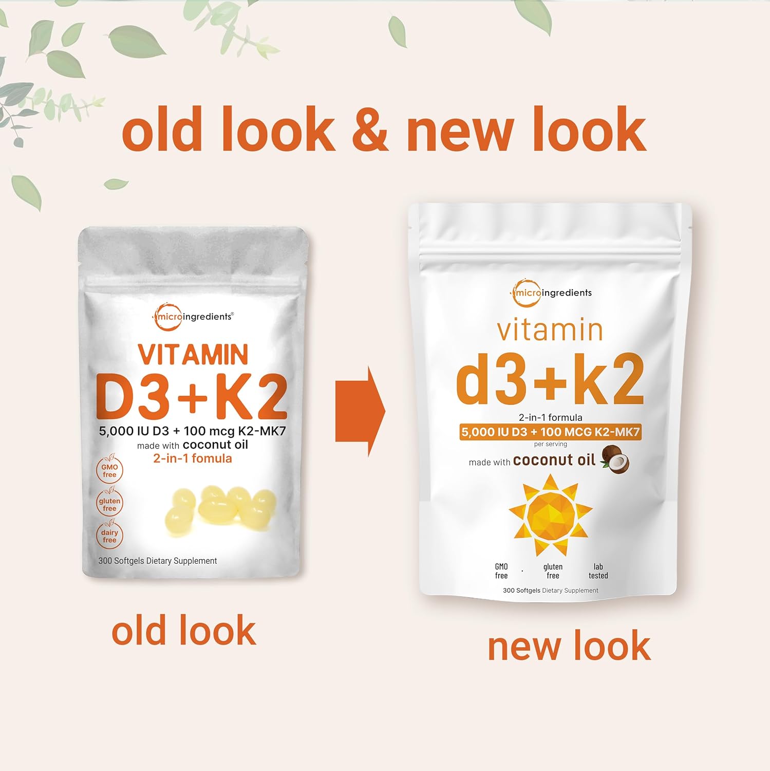 Micro Ingredients Vitamin D3 5,000 IU + K2 MK-7 100 mcg, 300 Softgels | Virgin Coconut Oil | 2-in-1 Support | Easy to Swallow, Non-GMO - Image 3