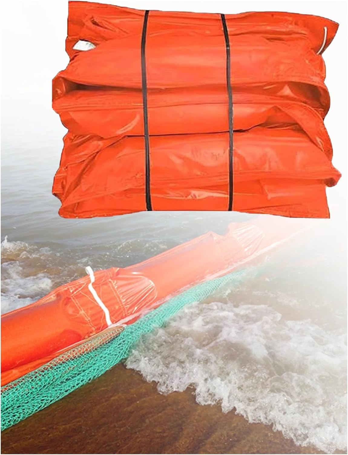 35 cm Height Floating Oil Boom - 12m DIY Oil Spill Control for Ports & Rivers, Emergency Response, Durable Orange Containment Solution, Ideal for Water Safety