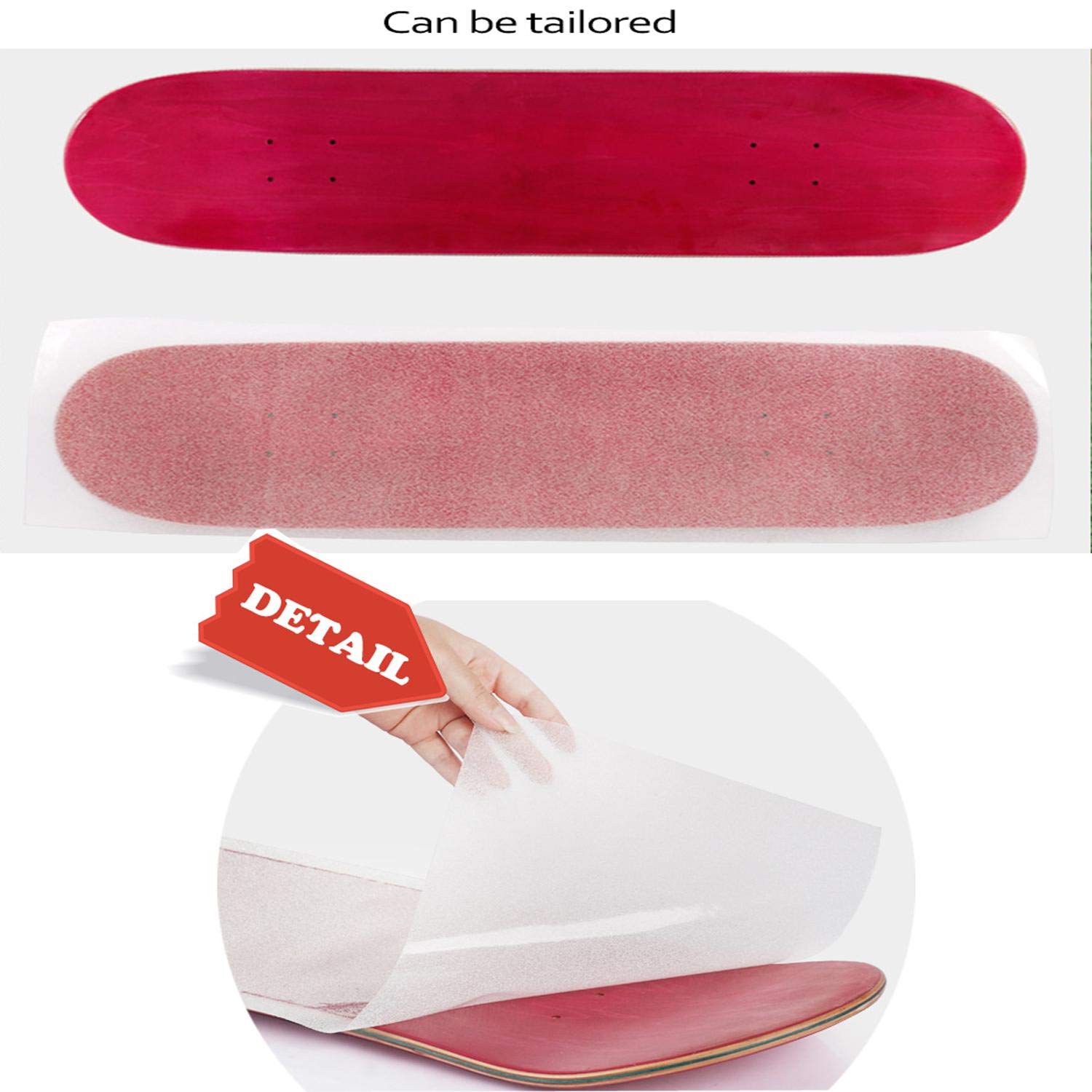 9" x 33" Clear Skateboard Grip Tape Sheet 2 Pack, ZUEXT Bubble Free Waterproof Scooter Grip Tape, Longboard Griptape, Sandpaper for Rollerboard, Stairs, Gun, Pedal, Pistol, Wheelchair, Steps (84x23cm)