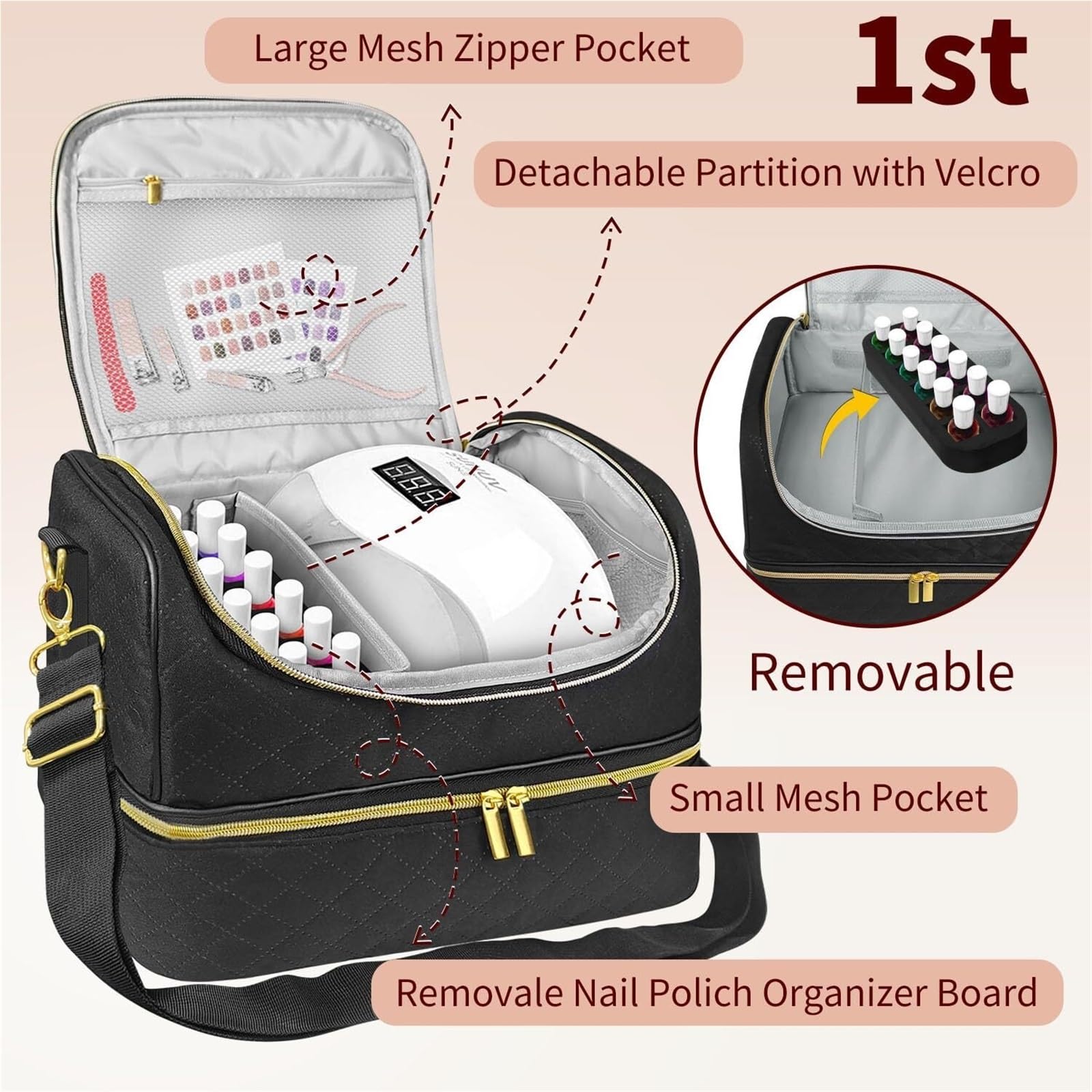 Lakiery Paznokci Dwuwarstwowy Organizer Do Przechowywania Lakierów Paznokci Z Przegródkami Manicure Organizer Zaopatrzenie