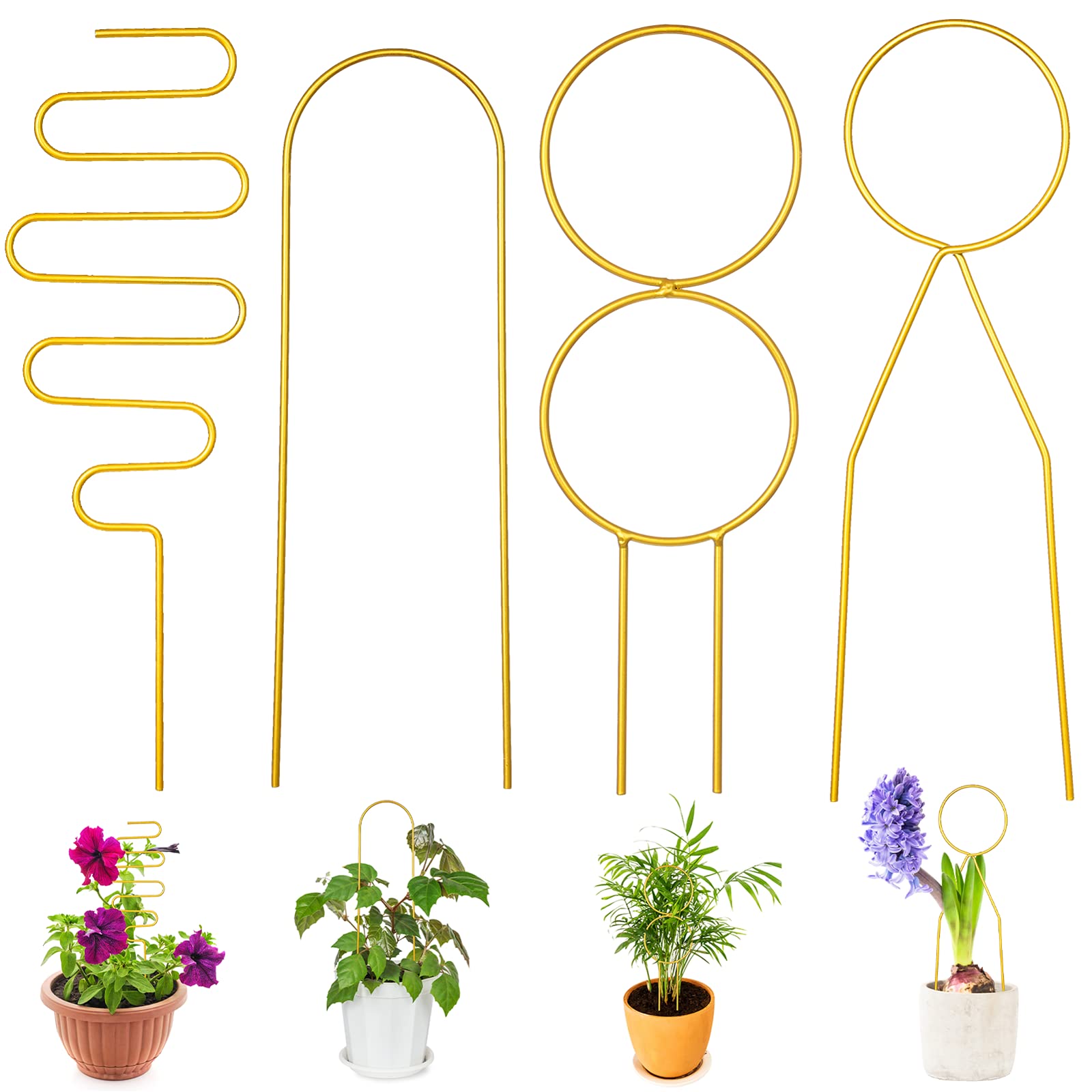 CACAZI Indoor Plant Grid, 4 Metal Grid for Potted Plants, Climbing Plants, Decorative Potted Plants, Climbing Holders, for Garden Trunks, Vines 13.4 x 3.9 inches