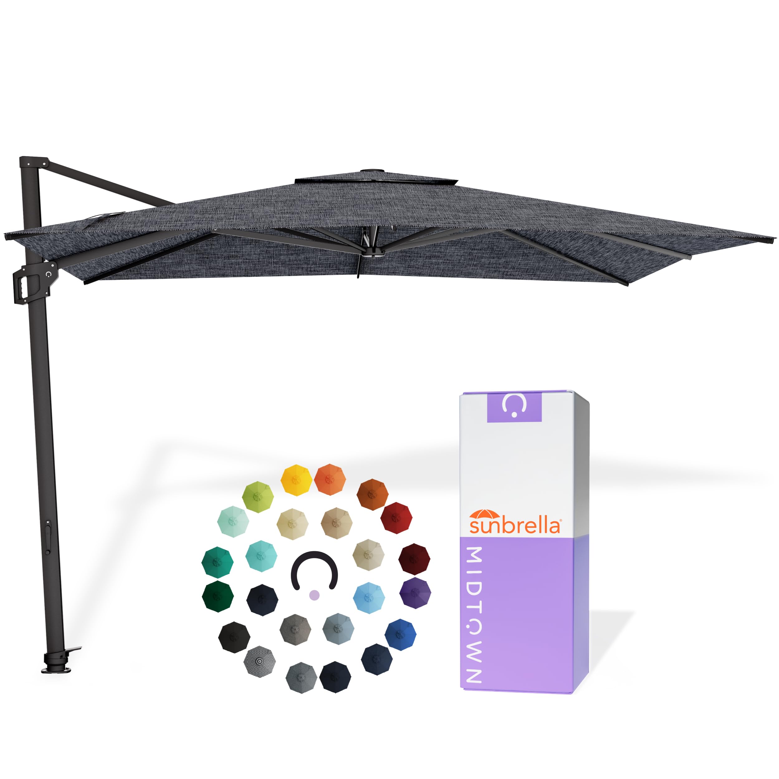Midtown Umbrellas Grande Square - 9 x 9 Ft Cantilever Umbrella
