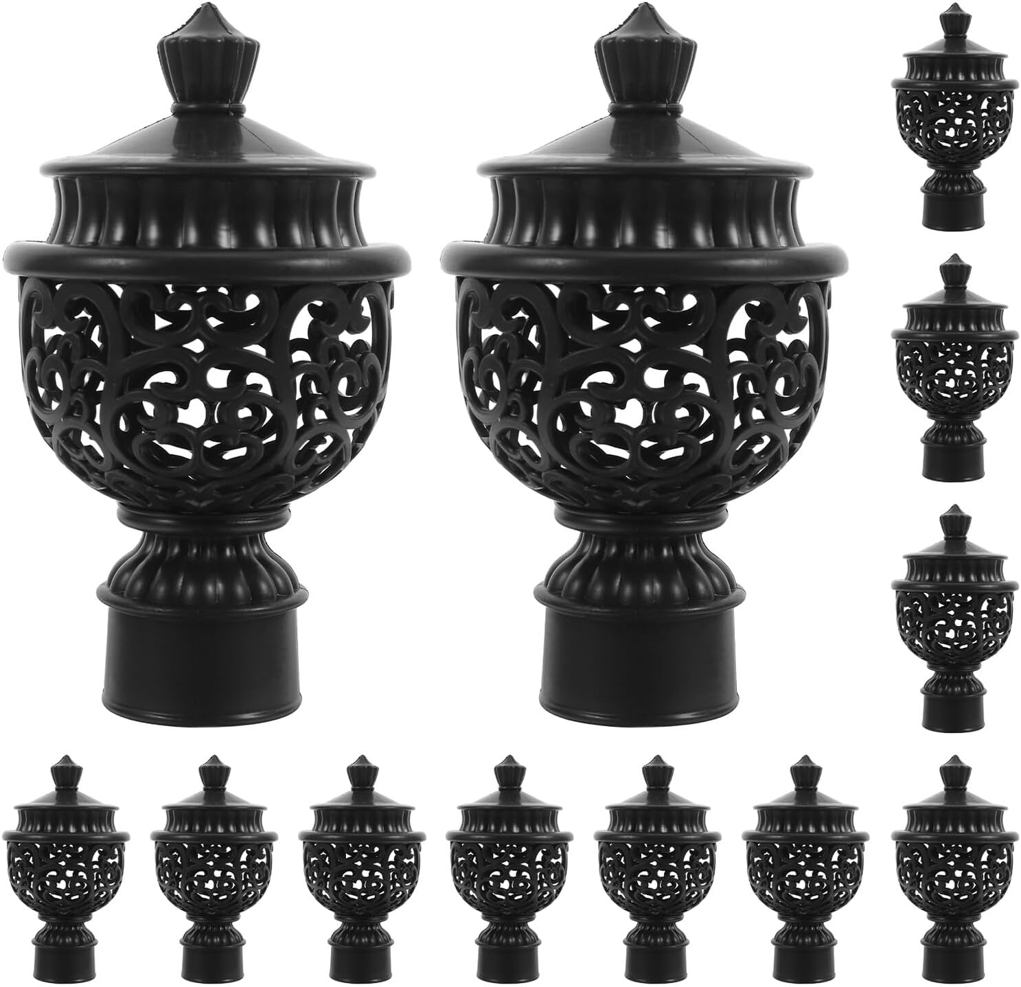 12pcs Hollow Plastic Curtain Rod Finials Decorative Roman Rod End Caps for Window Treatments Home Decor Replacement Heads Easy Installation