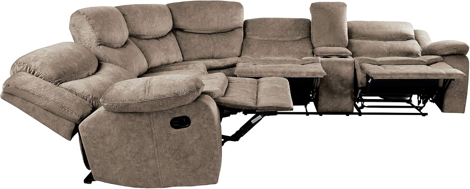 Homelegance 118" Manual Reclining Sectional Sofa, Brown