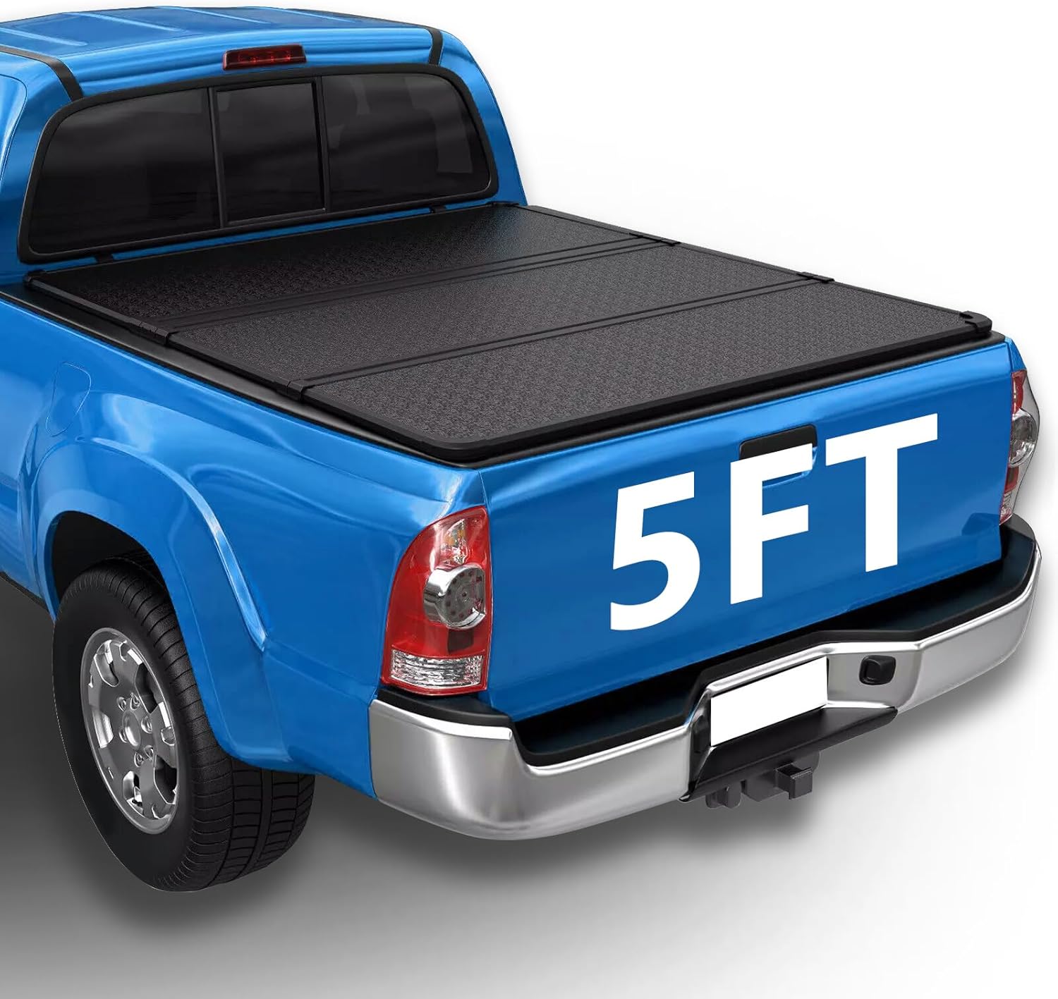 PENSUN 5Ft Hard Tri-fold Truck Bed Cover Fit for Toyota Tacoma 2005-2015, Black Truck Tonneau Cover