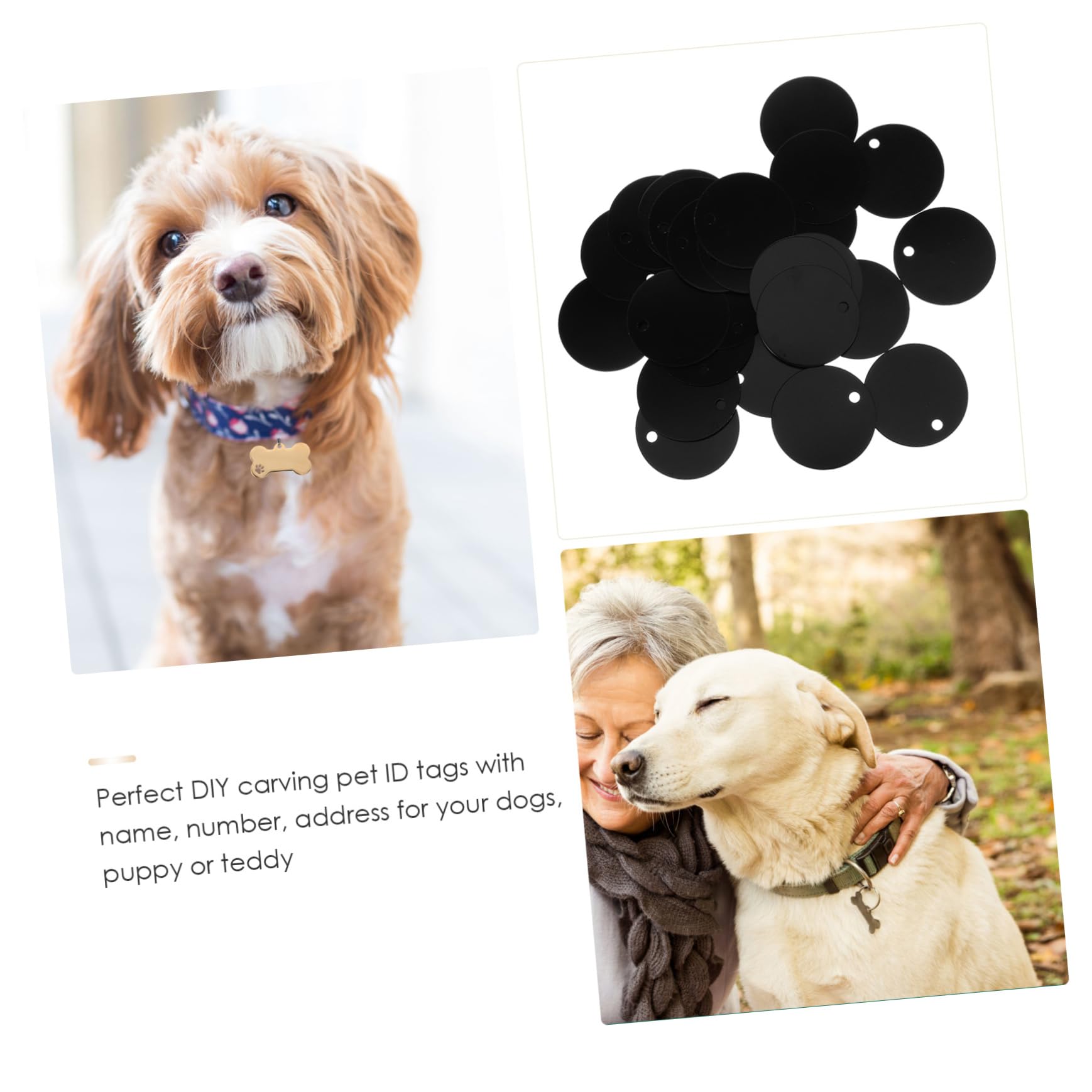 TEHAUX 250pezzi Targhette Identificative Alluminio Per Animali Domestici Medagliette Rotonde Fatte Per Incisione Accessori Personalizzabili Per Cuccioli e Cani Colore Nero