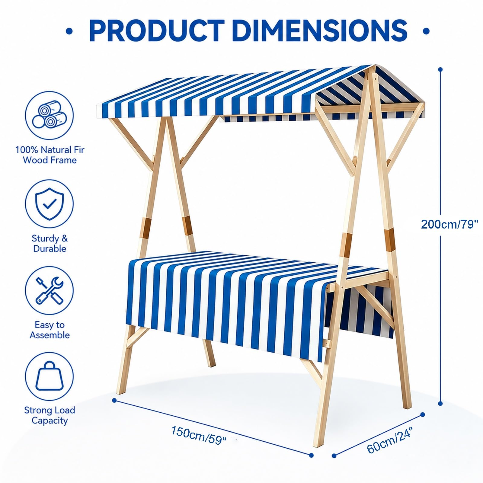 Puesto de Venta Ambulante Madera, Mostrador Mercado Plegable con Toldo, Carrito Comida Portátil para Limonada, Café, Helados, Quiosco para Street Food, Mercadillos y Festivales(Red,150cm/59)