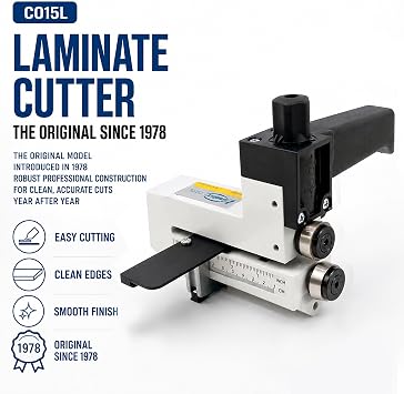 Virutex CO15L Laminate Cutter, Portable Laminate Slitter for Formica, Melamine and Wood Veneer, Adjustable Strip Cutter 12-110 mm with Micrometric Adjustment and Straight Guide