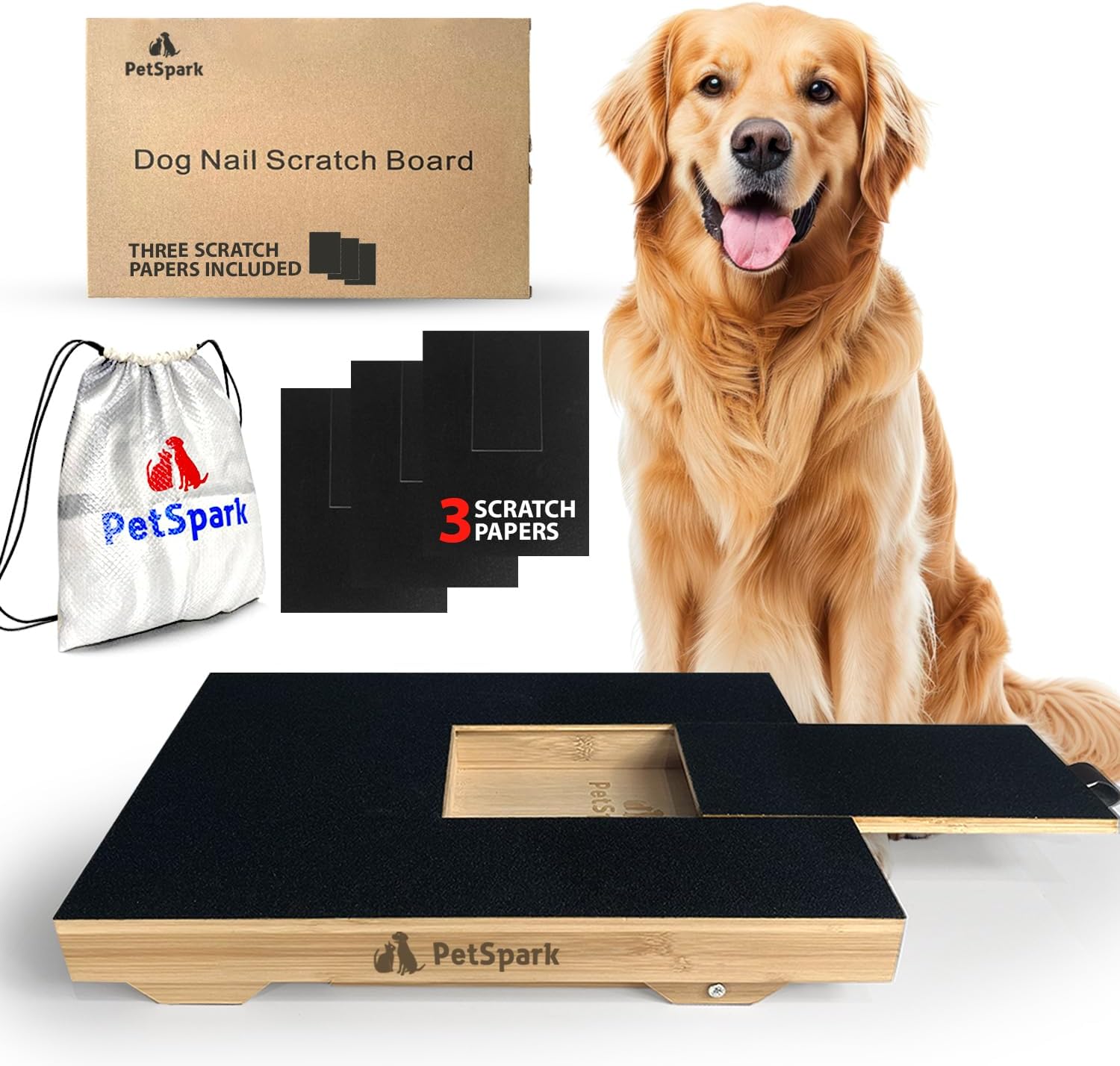PetSpark Dog Nail Scratch Board Bamboo Scratch Pad for