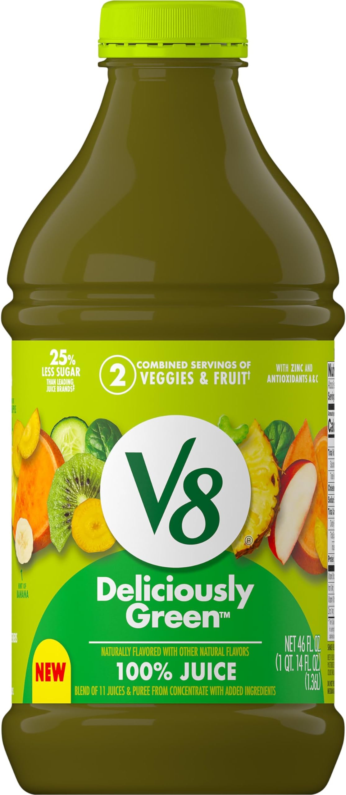 V8 Deliciously Green 100% Fruit and Vegetable Juice, 46 fl oz Bottle