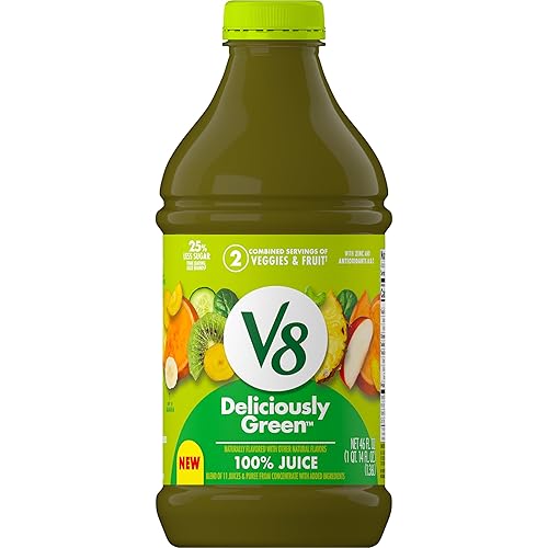 V8 Deliciosamente verde 100% jugo de frutas y verduras, botella de 46 onzas líquidas