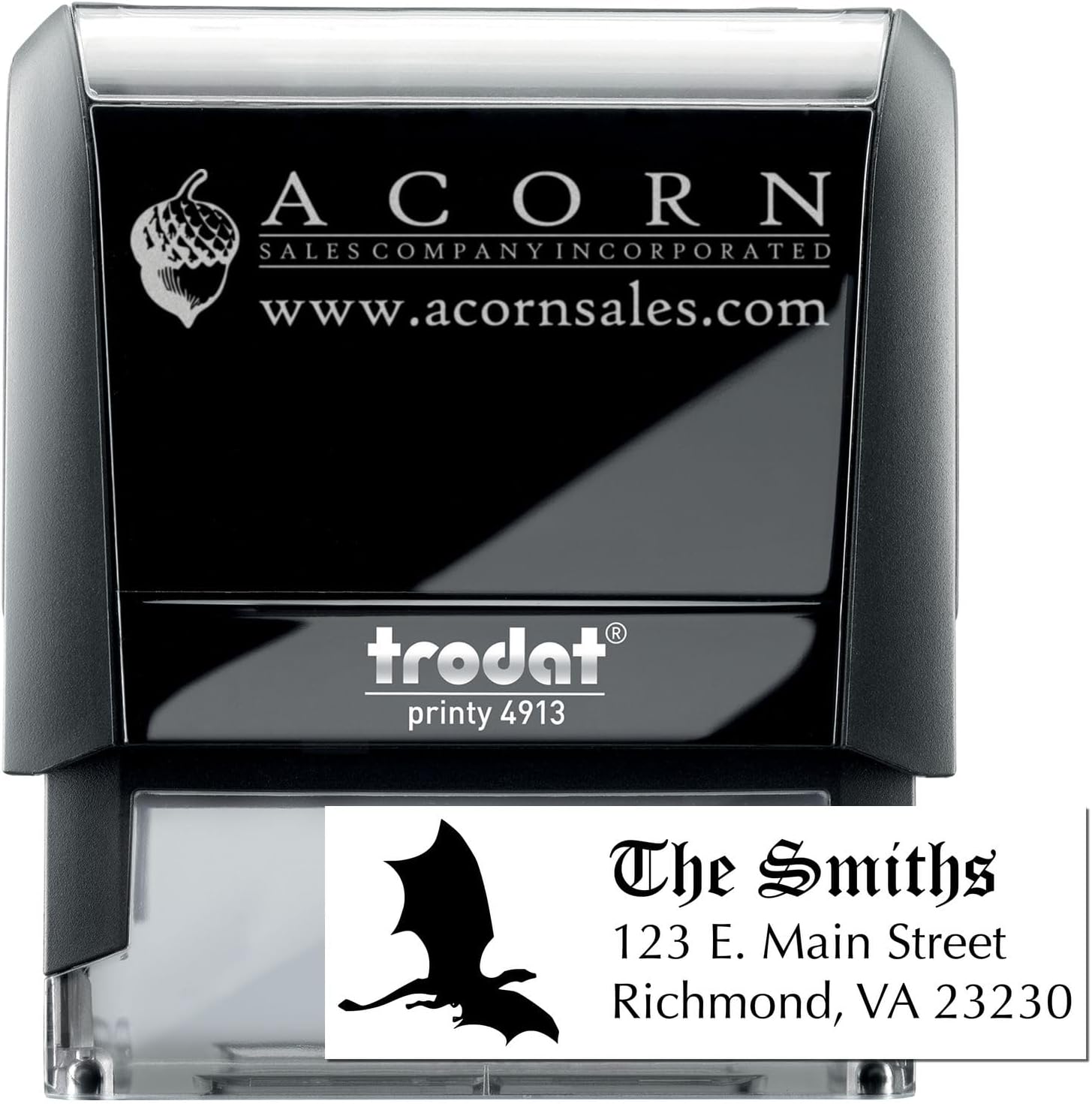 Custom Return Address Stamp with Dragon Design - Self-Inking Personalized Mail Label, 7/8 X 2-1/4, Choose from 11 Ink Colors, Easy Application, Durable Personalized Dragon Stamp