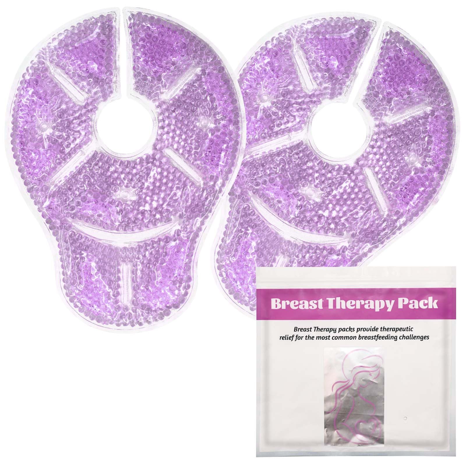 Breast Treatment Ice Pack Hot Cold Breast Pad, Nursing Pain, Mastitis, Swelling, Essential for Breastfeeding New Mothers, 2 Pack (Purple, L)