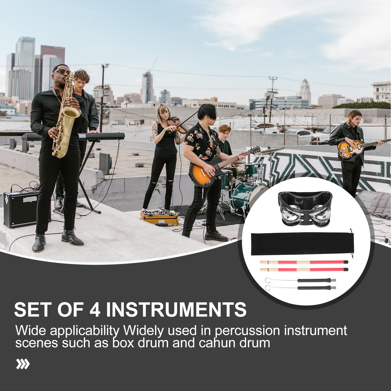 Juego de Accesorios para Batería con Cepillos de Bambú y Metal, Alta Durabilidad y Multiuso para Baterías de Jazz y Sets de Percusión