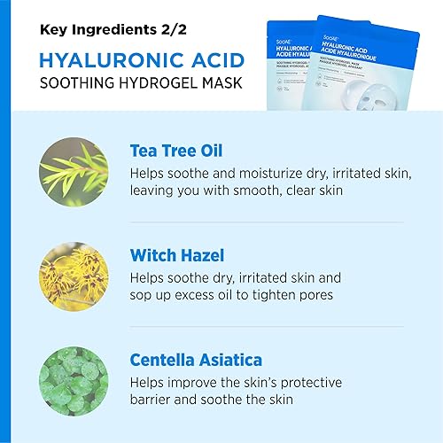 Miniatura 6 de SOOAE Mascarilla de hidrogel calmante de ácido hialurónico - Vitamina C + hidrogel de ácido hialurónico Máscara facial