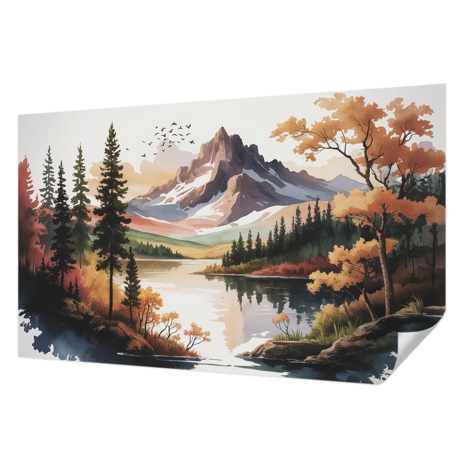 Papier peint adhésif panoramique pour salon et chambre Automne en montagne