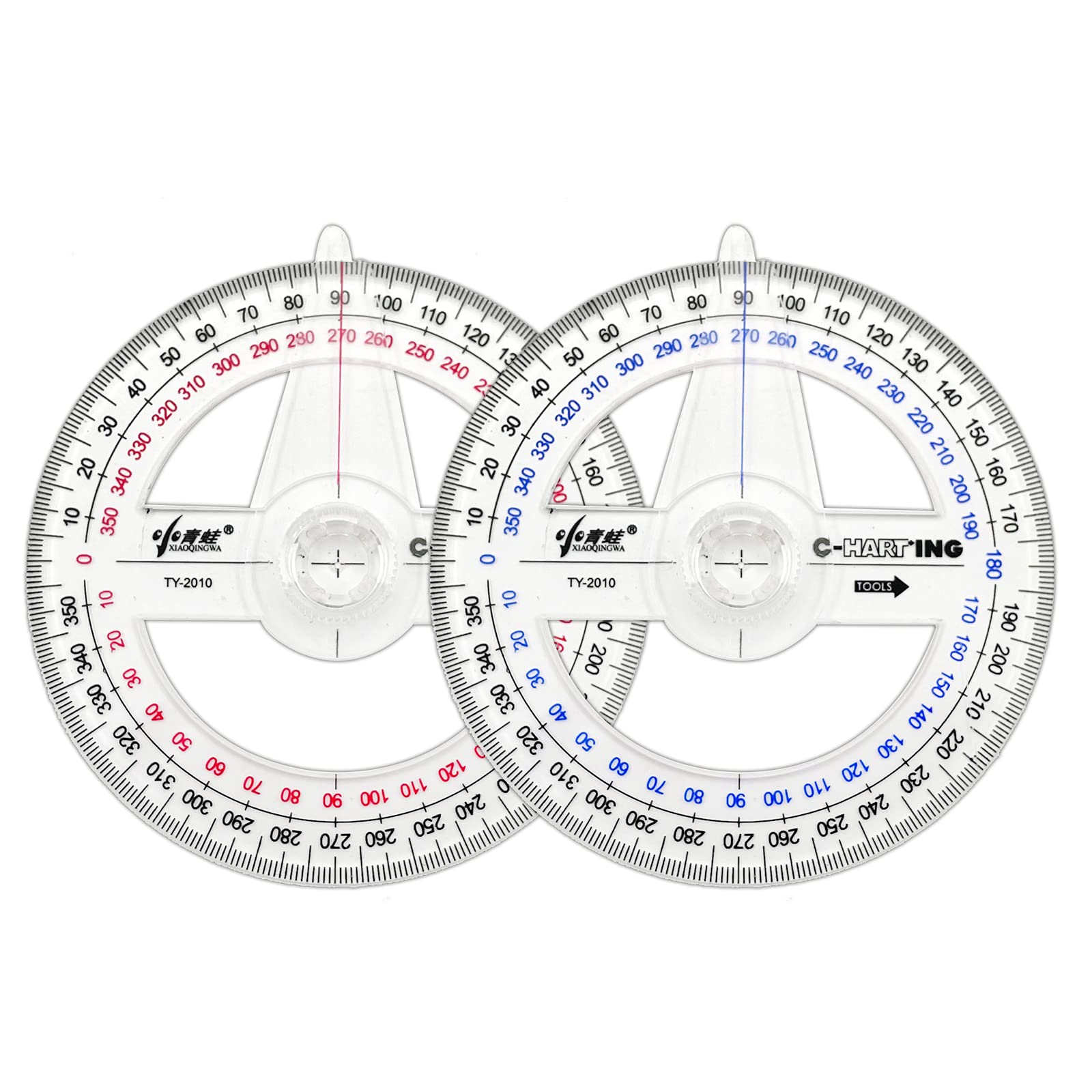 360° Protractor Pack of 2 Protactors Plastic Protractor Math Protractors Clear Protractor Ruler Drafting Tools Circle Protractor for Geometry