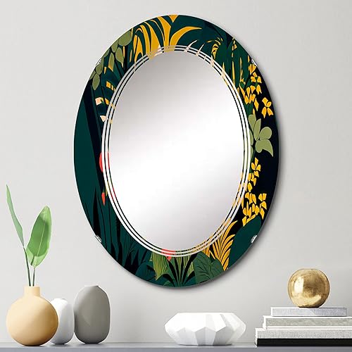 Miniatura 7 de Blossoming and Vibrant Jungle Flora I- Vanity Mirror, Bathroom Mirrors, Wall Mirrors for Living Room, Bedroom - Round Mirror - Large 24'x24', 32'x32'