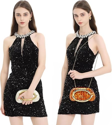 Vista 46 de Bolso cruzado de cadena de moda para mujer, bolso de hombro, bolso de mano acrílico para boda, bolso de noche de concha, clutch formal Un mármol