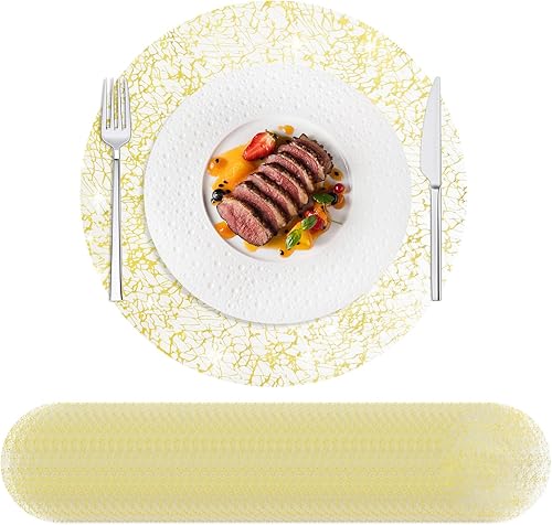 Miniatura 1 de Hysenm Juego de 50 manteles individuales desechables dorados metálicos de 13 pulgadas, líneas desordenadas ultrafinas y desordenadas, tapetes