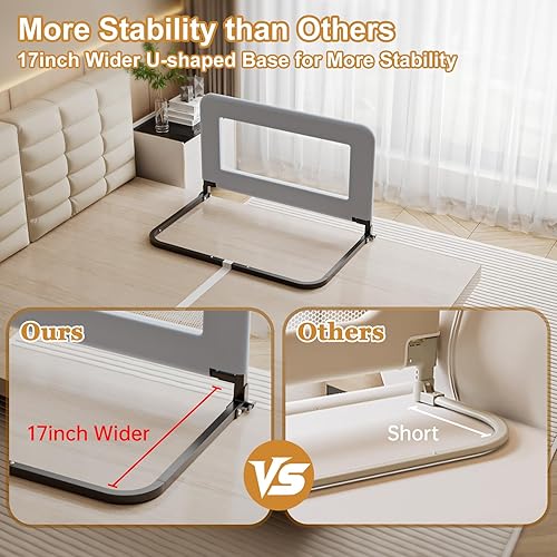 Miniatura 2 de Barandilla de protección para cama de niños pequeños para bebé - Barandilla de seguridad de metal resistente para camas individuales, de cuna,