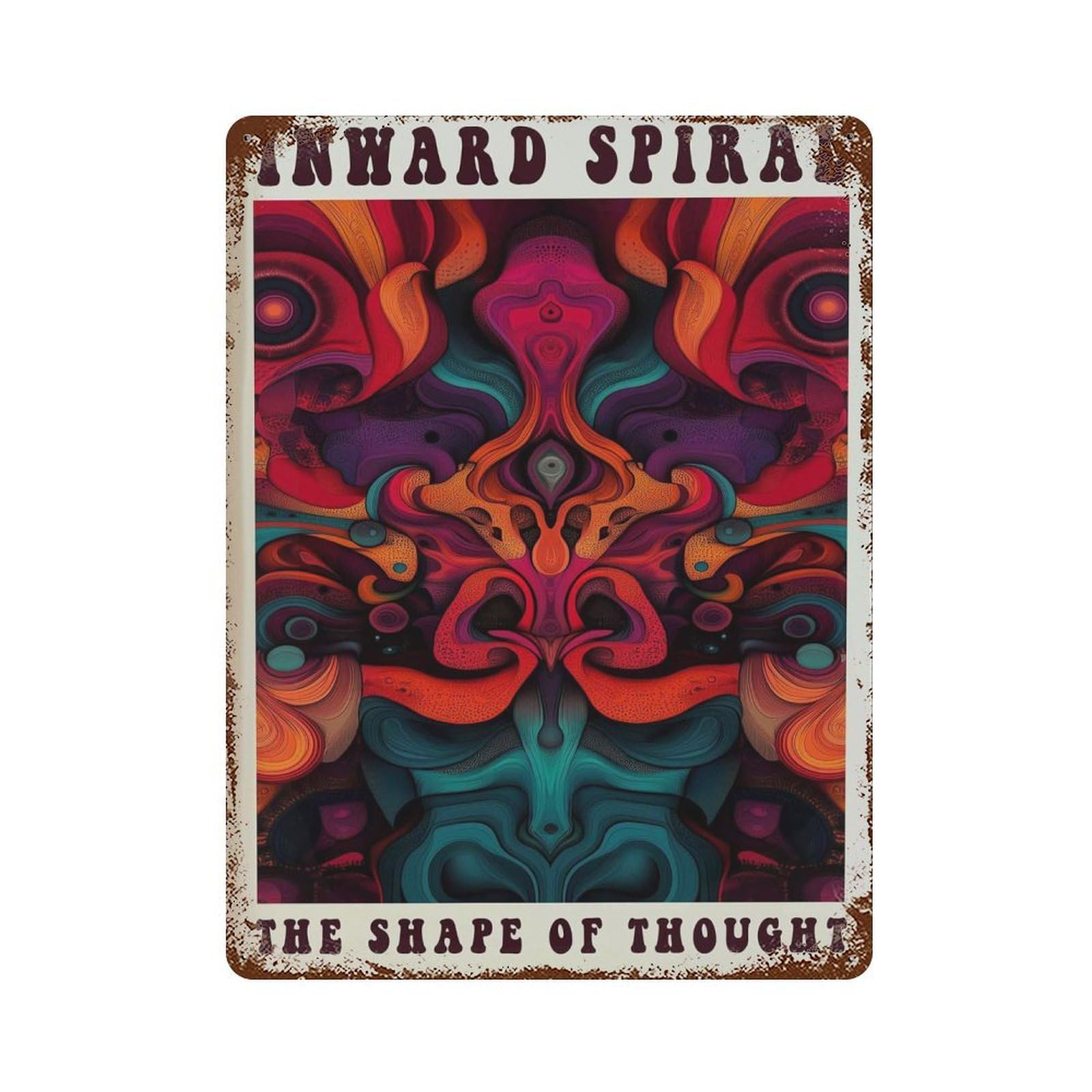 xiaoxiaoshen Psychedelic Inward Spiral Abstract Mindscape Trippy Surreal Work The Shape of Th Wall Decor Art Metal Tin Poster Modern Home Decor Art Home Bar Shop Decorations Vintage Sign 40x30cm