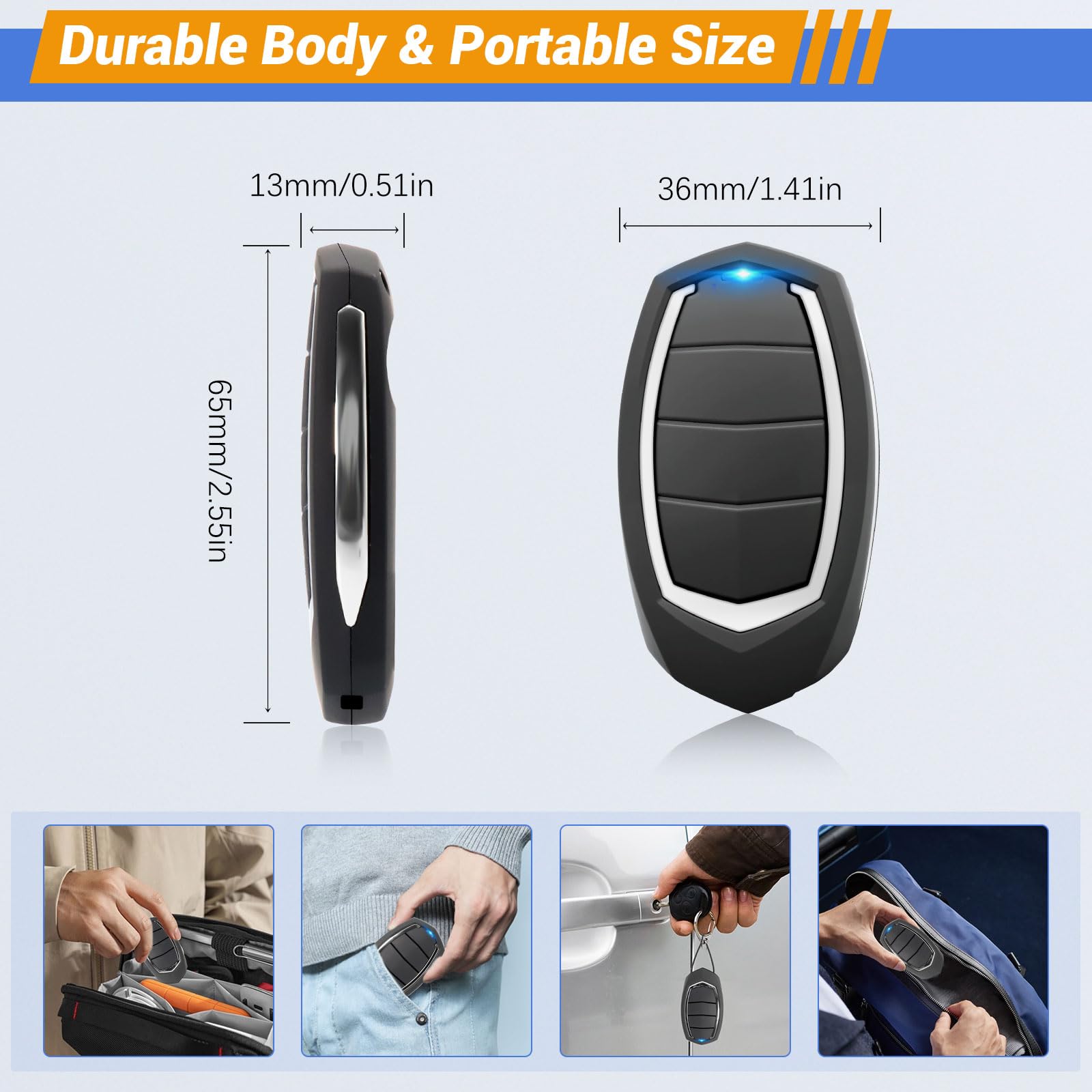 3 Piezas Mando Puerta Garaje Universal 433.92 MHz, 2 Mandos Puertas Automáticas con 4 Canales, Compatible con Motorline MX4SP, MXS4SP, MX5SP, RCM, DSM, Clonador de Código