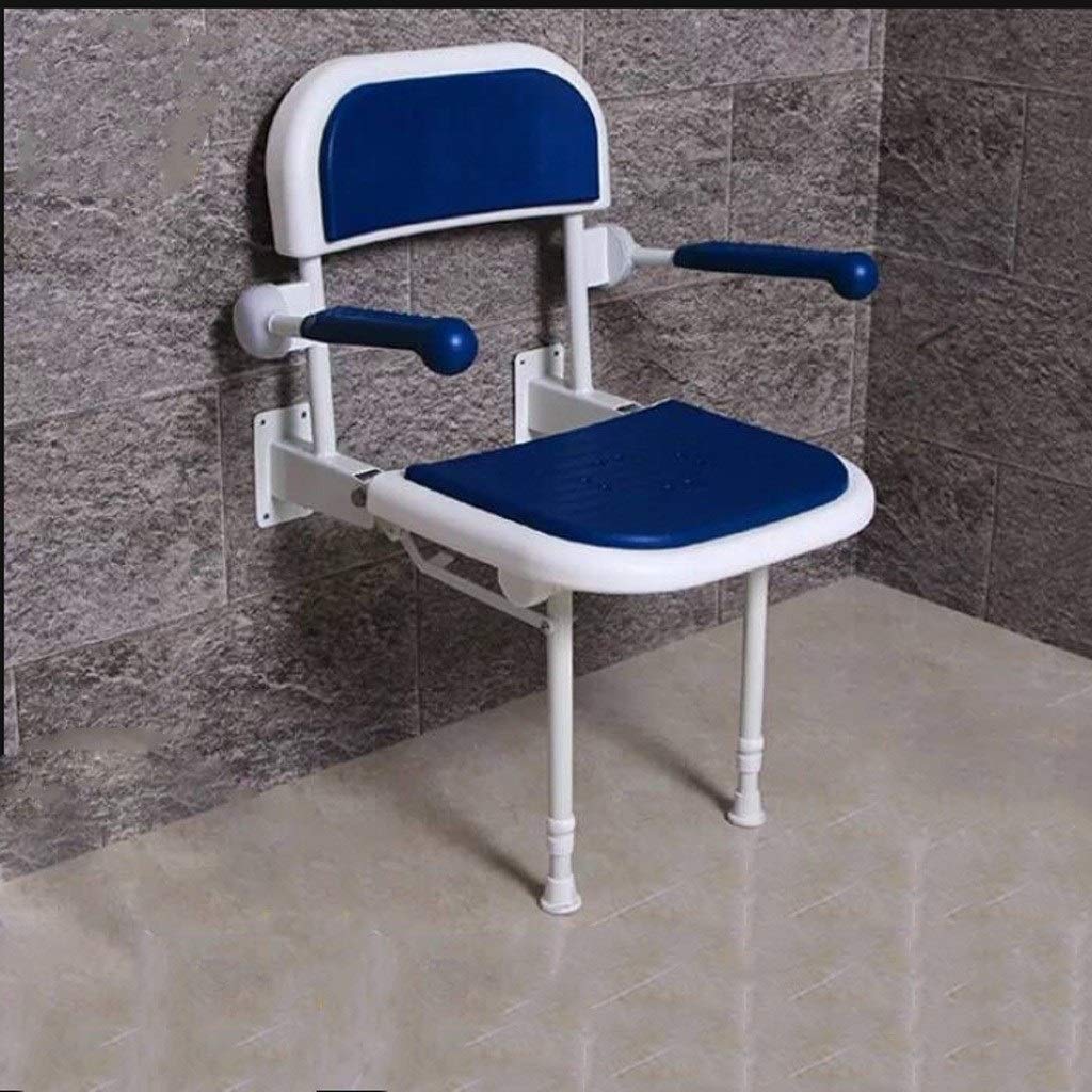 Sgabello da Doccia, Sedile da Doccia, per Bagno, per Anziani, Pieghevole, con Braccioli, da Parete, Altezza 42,5 Cm, capacità di Carico Massima 250 kg