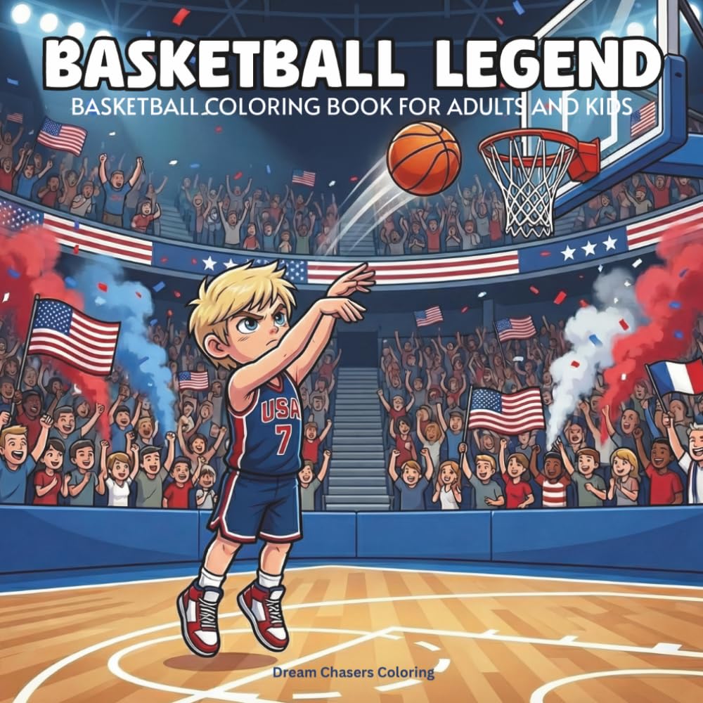 American Basketball Champion: Basketball Coloring Book for Adults and Kids