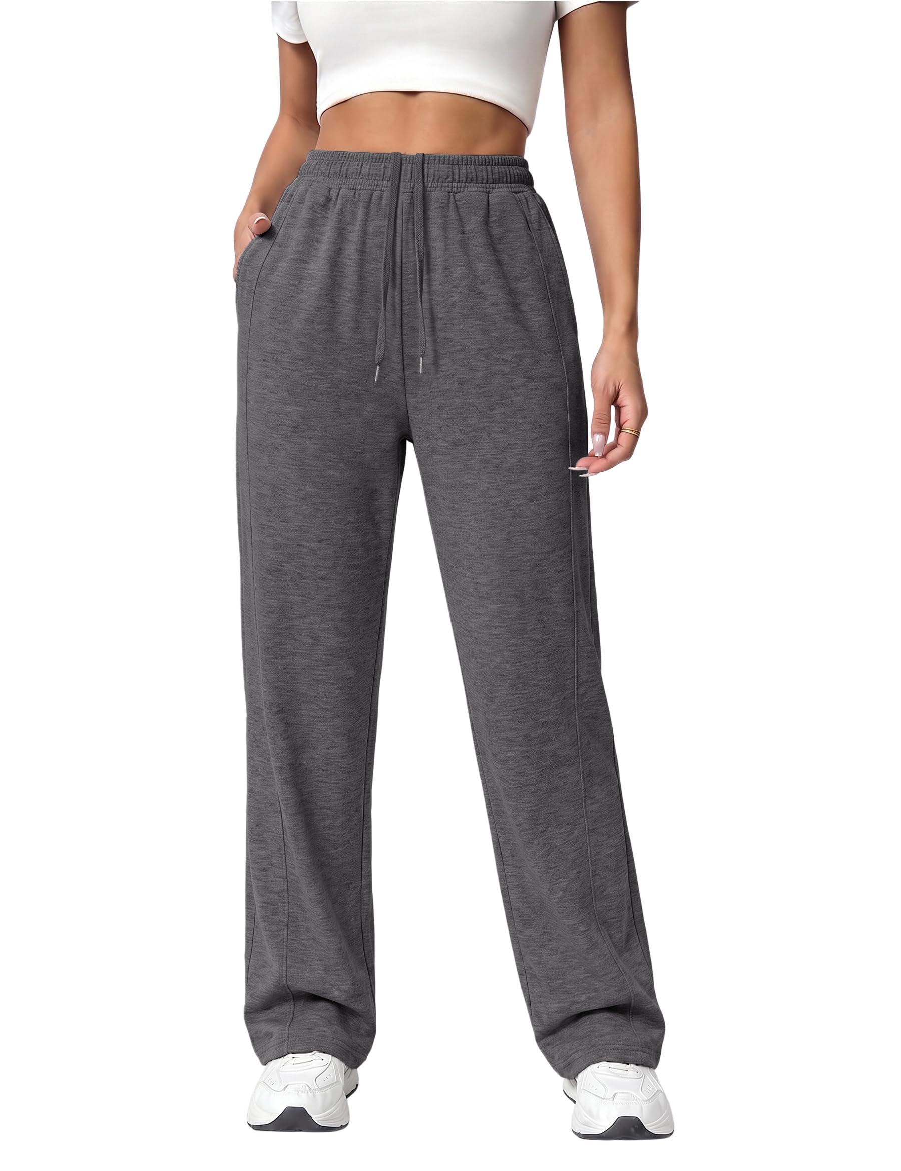 Uniexcosm Damen Jogginghose mit Kordelzug und Taschen | Damen Jogginghose mit innenliegendem Kordelzug, praktischen Taschen und weichem Materialmix für Sport, Yoga und Freizeit