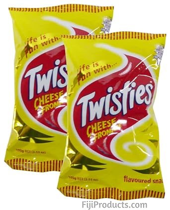 Pack Of 2 x 100g Cheese Flavor FIJI Twisties Snacks, Crunchy Snack Made with Cheddar Cheese