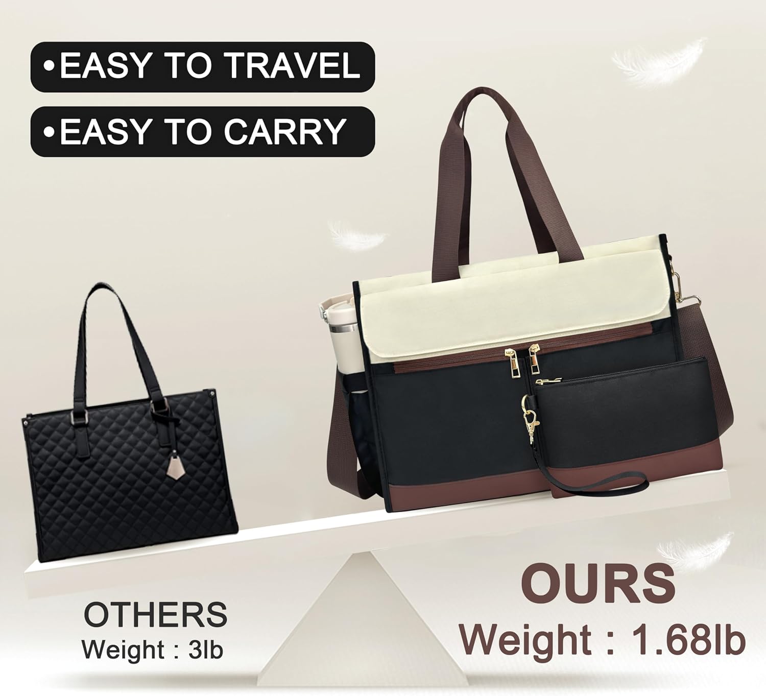 Laptop Bag for Women - 15.6 Inch Tote Work Bag with Compartments Nurse Teacher Bag Large Lightweight Office Handbag - Image 6