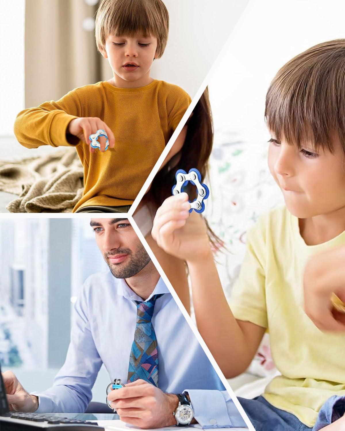 Juguete de 3 Piezas para aliviar el estrés Juguete de Cadena para aliviar el estrés Juego de Cadena de volteo Infinito para Reducir la tensión y el estrés, para niños con TDAH