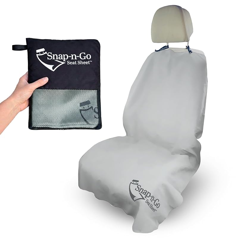 Capa de Banco Automotivo Snap-n-Go Seat Sheet TM de Microfibra Cinza-claro com Fixação no Apoio de Cabeça