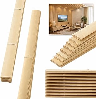 24 Pack 6ft x 1.75in Natural Bamboo Slat Wall Panels, Vertical Decorative Wood Slats for Modern Accent Walls & Ceilings, DIY Interior Panel System, Light Bamboo Finish, Easy Installation