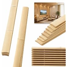 24 Pack 6ft Bamboo Slat Wall Panels, Vertical Wood Slat Accent Wall Kit for Modern Interior Decor, DIY Decorative Ceiling Panel System, Light Bamboo Finish, Easy Install
