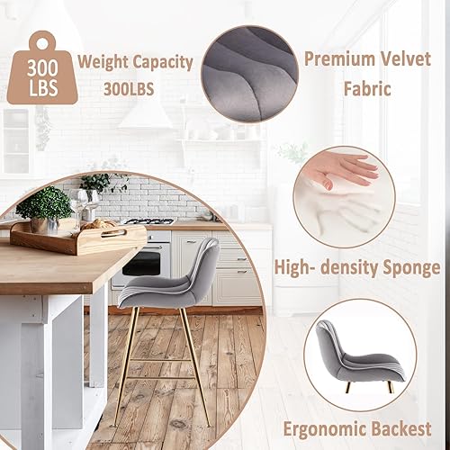 Miniatura 70 de Sidanli Blue - Juego de 2 taburetes de bar de terciopelo de 24 pulgadas con reposapiés, sillas de bar modernas para el hogar, isla de cocina,