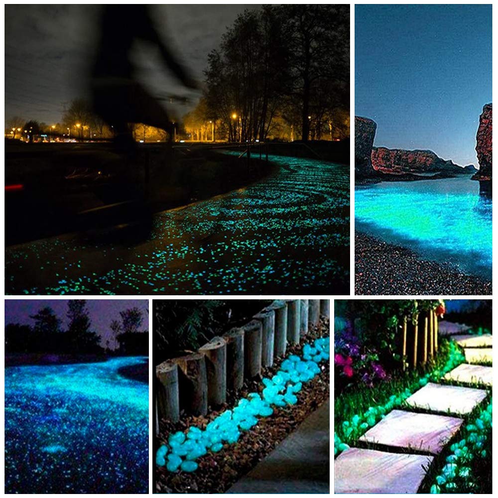 100Pcs Rosa Pietre Luminosi Ciottoli Luminosi Fluorescenti Luminose incandescenza nel Buio Pietre Rocce Ghiaia per casa Giardino passerella Acquario Decorazione