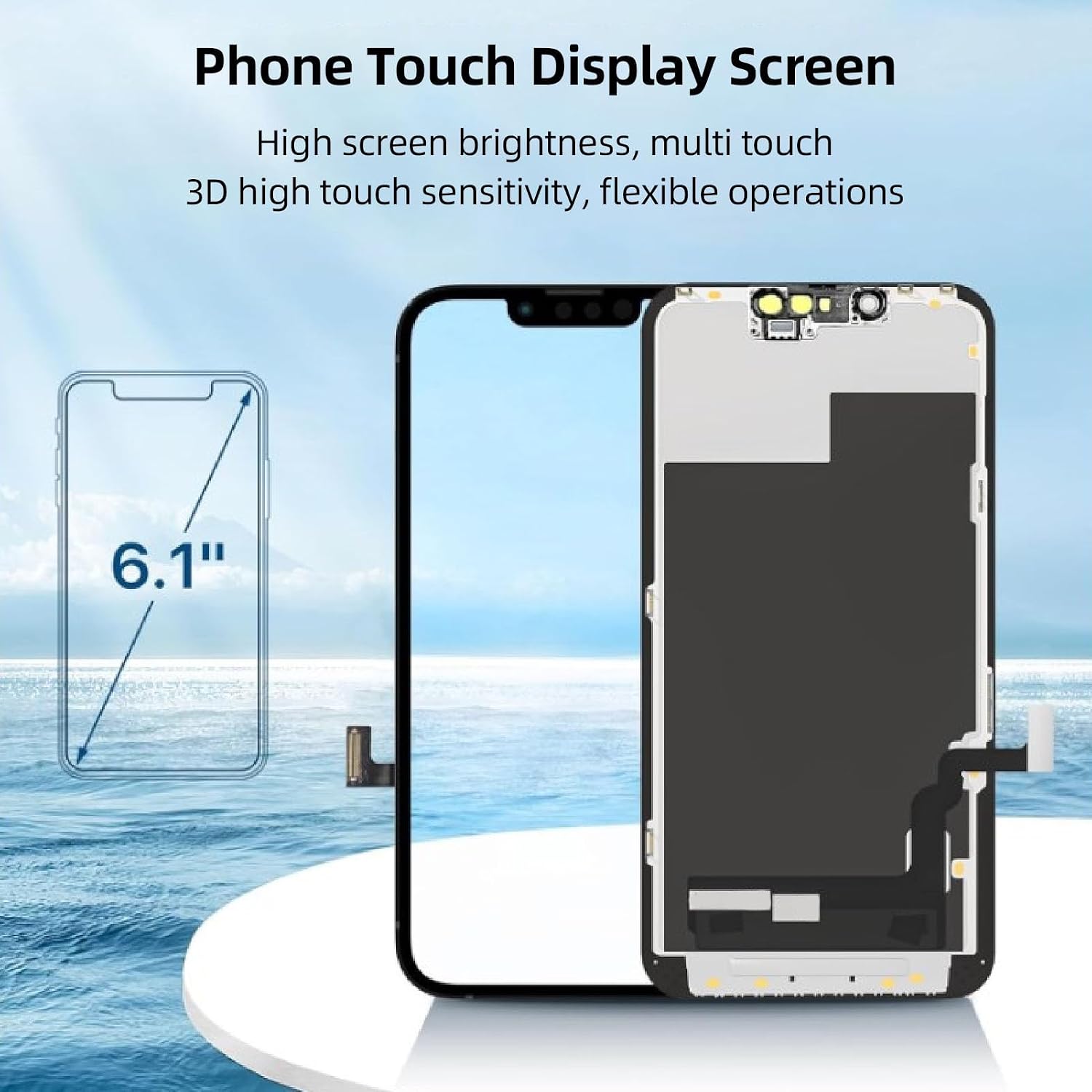 6.1 Inch Screen Assembly for iOS 13, LCD Screen Replacement for iOS 13, 3D Touch Screen Digitizer with Repair Kit